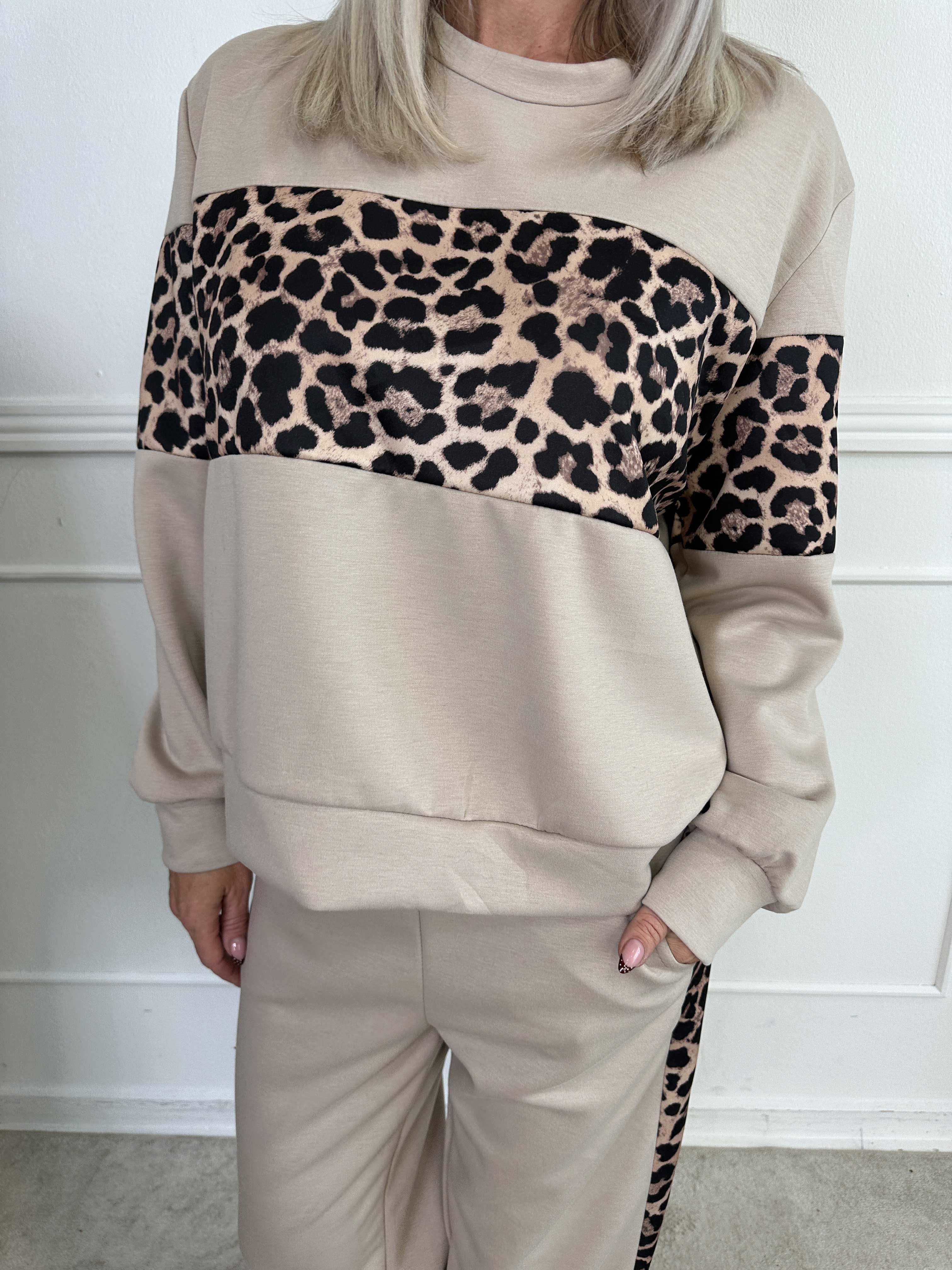 Rosita - Joggingsæt med striber af leopardprint